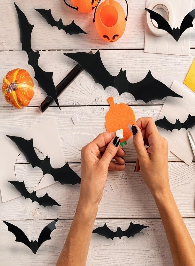 FEILIBAY 120 Pieces Halloween Bats Decoration, 4 Size 3D Bats Wall Decor Sticker PVC Bats Window Decal for Indoor Bathroom Home Decoration - Image 3